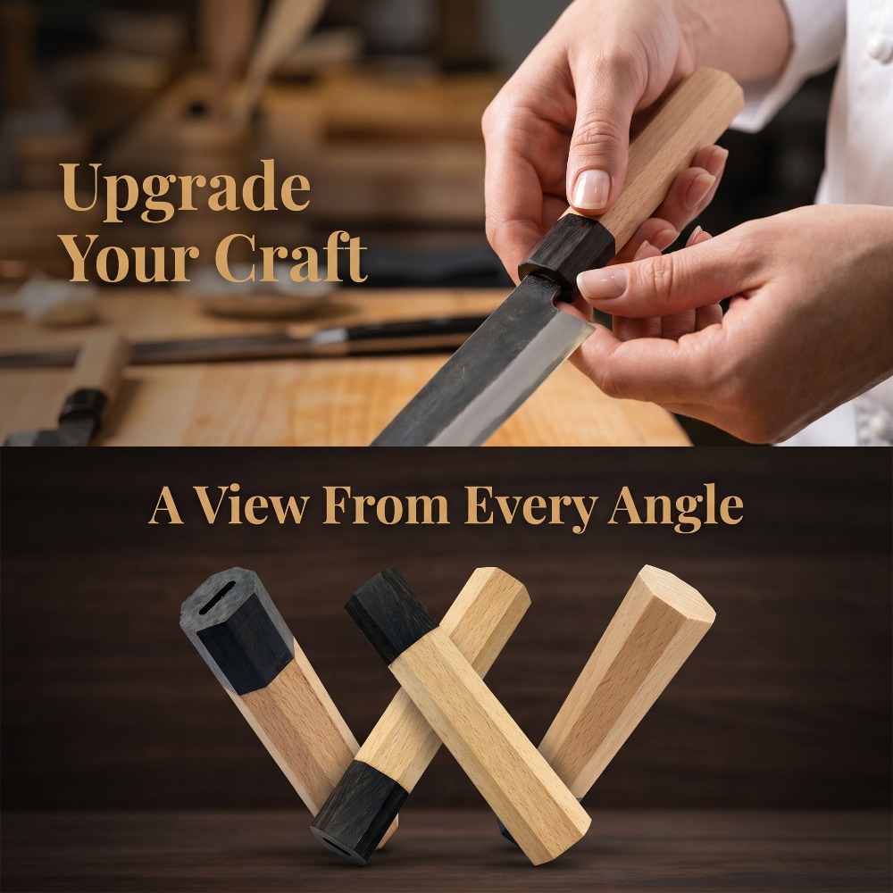 Kitchen Utensils - 硬材と黒檀を組み合わせた八角形ナイフハンドルブランク、手作りクラフト用品、キッチンEDCナイフ用