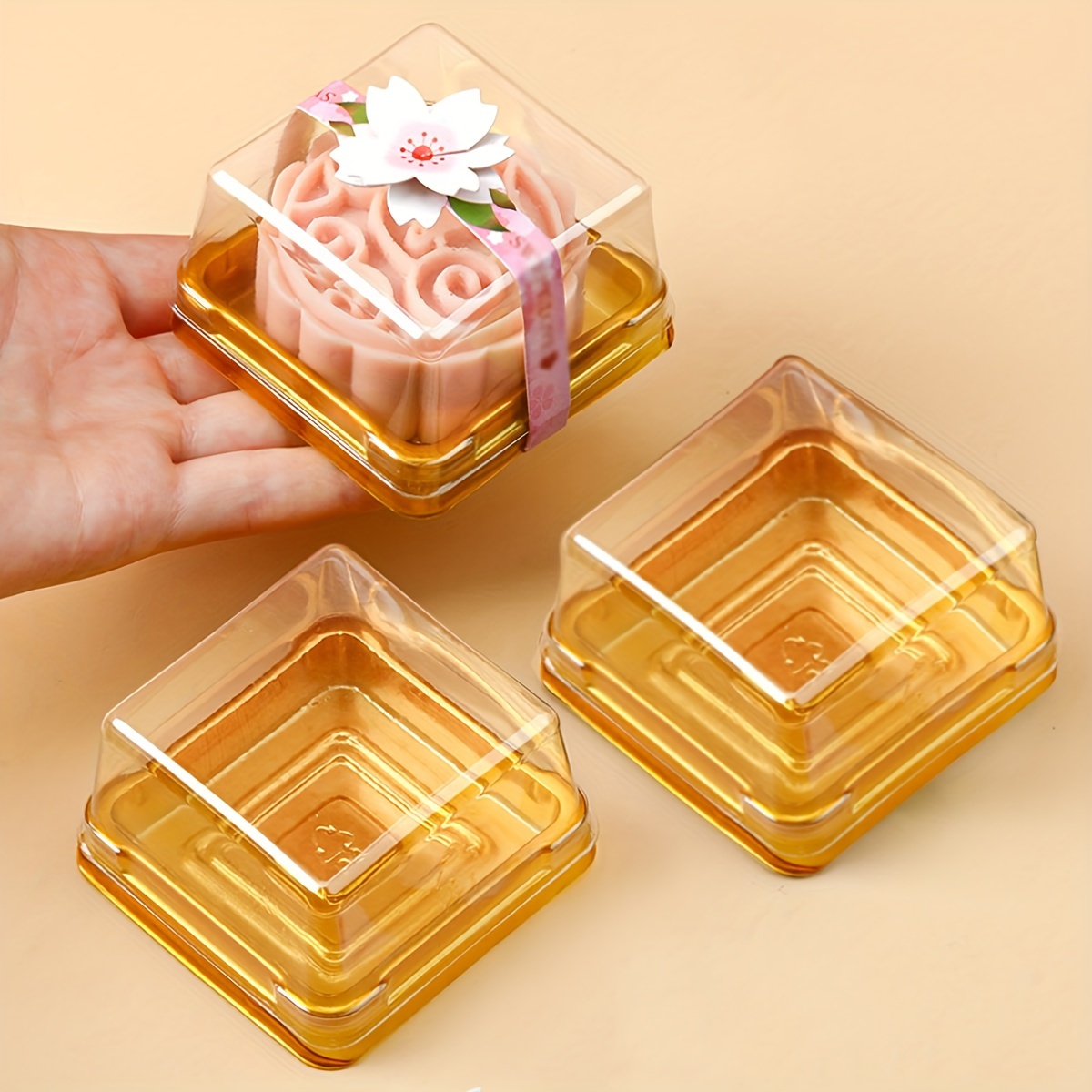Kitchen Set Bakery - 50個の透明プラスチックミニケーキボックスセットベーキングとキッチンツール、キャンプ、ダイニング、レストラン、ベーカリーに最適