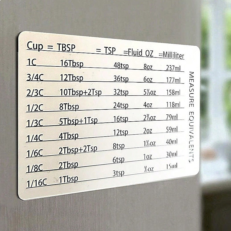 Kitchen Baking Conversion Chart - キッチンベーキング用磁気計量換算表冷蔵庫マグネットスプーンカップセットアクセサリー