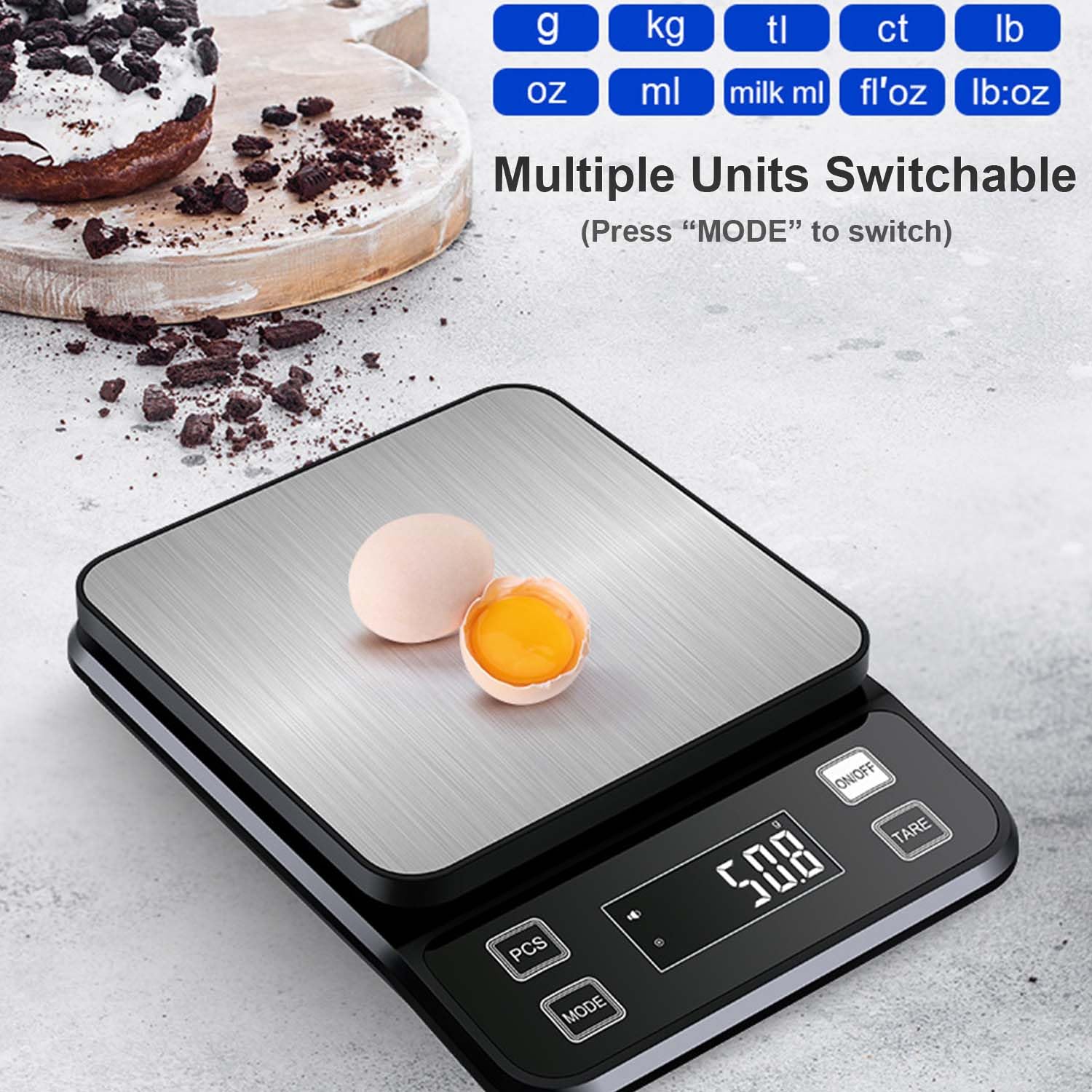 Kitchen Scale Precise - 2026年新型防水デジタルキッチンスケール 0.1g/0.001ozの精度、ステンレス製電子スケール、3つの電源オプション付き