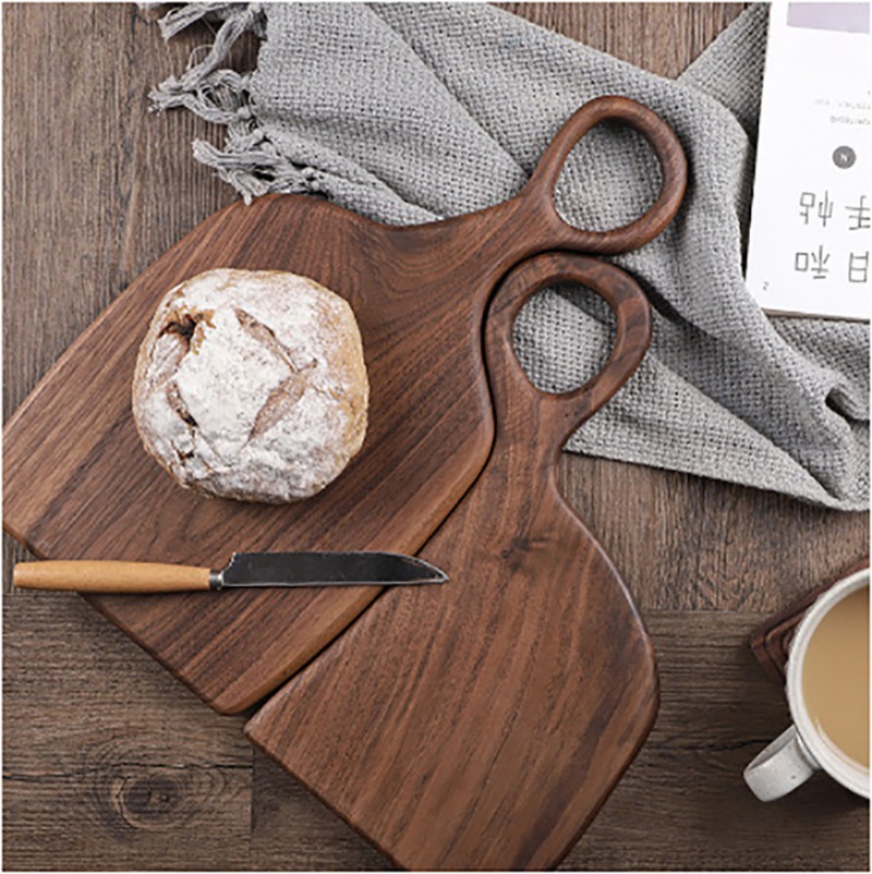 Kitchen Utensils - ブラックウォールナット固体まな板木製トレイピザボードまな板キッチンベーキング用品パンフルーツ粘着ボード
