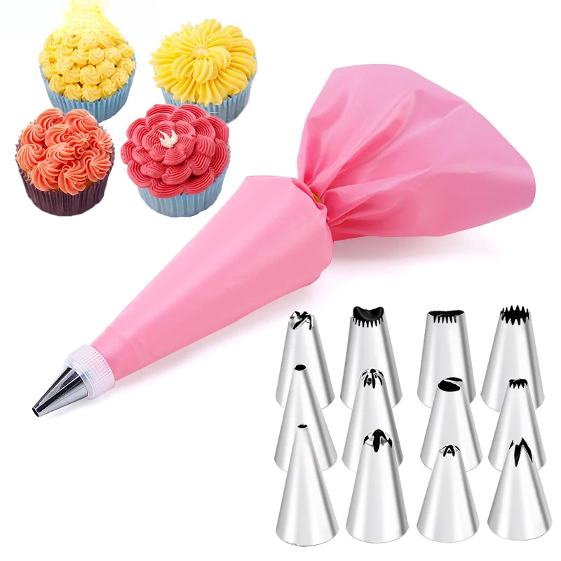 Kitchen Set Bakery - 6-24個セット ペストリーバッグとステンレス製ケーキノズル キッチンアクセサリー 製菓・製パン用デコレーション用品