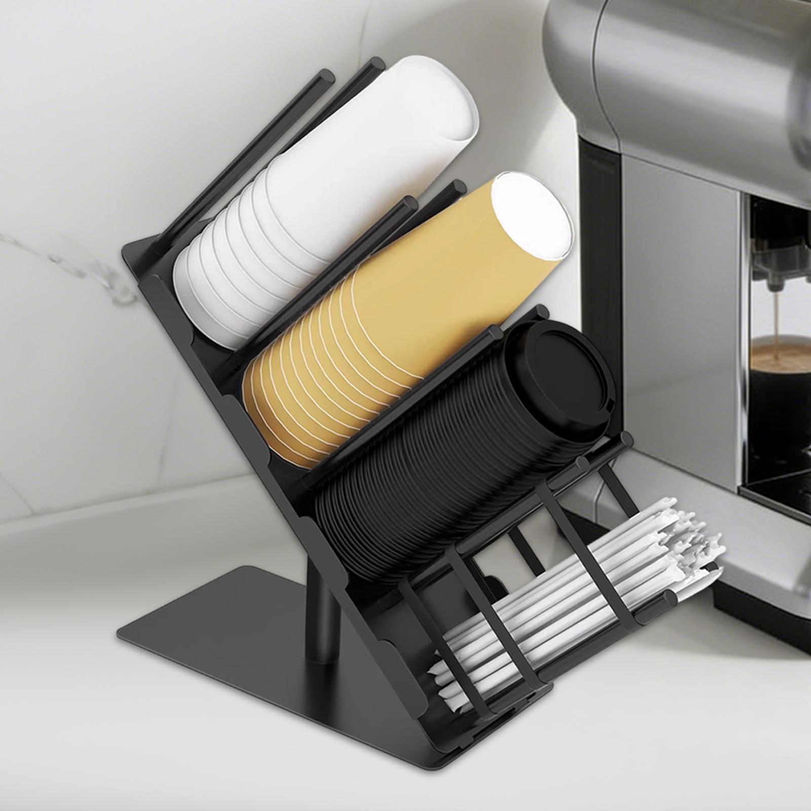 Kitchen Cabinet Baking Organizer - 紙コップと蓋ホルダー収納ラックディスペンサーオーガナイザー（休憩室、バー、キッチンキャビネット用）