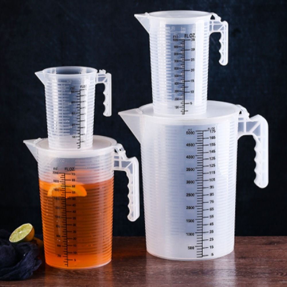 Kitchen Baking Containers - プラスチック製食品測定カップ,100/250/500 ml,液体容器,透明なベーキング,小麦粉,水差し,カバー付き,キッチンアクセサリー