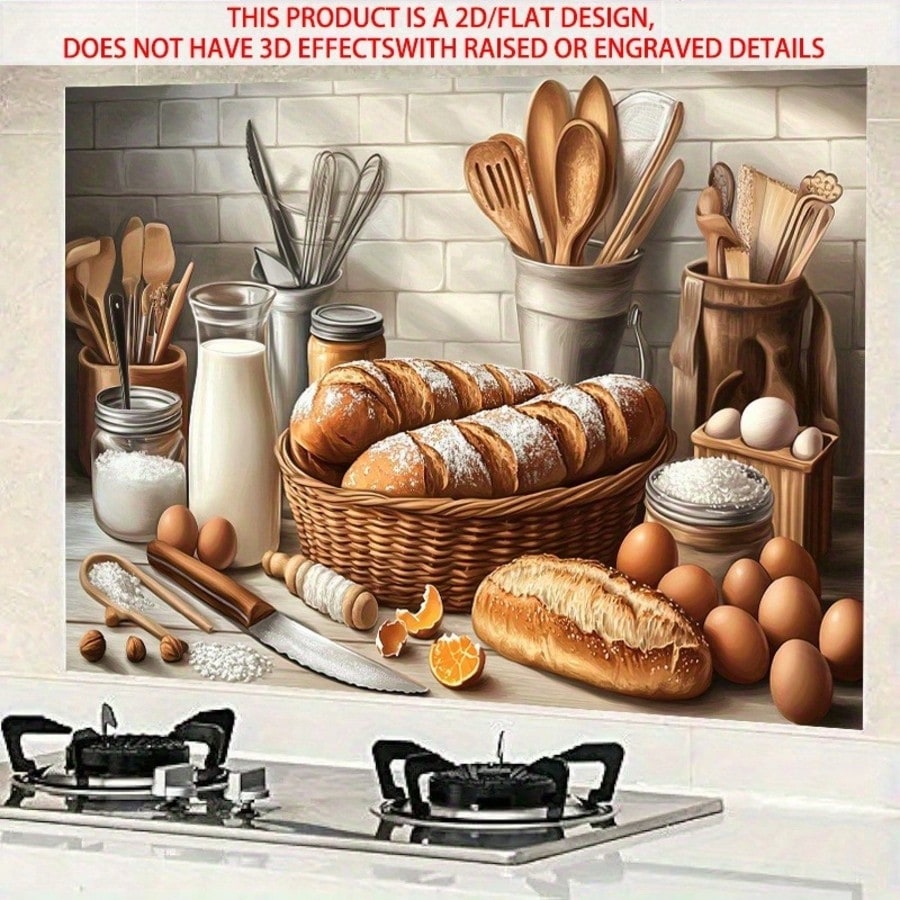 Kitchen Baking Cabinet - 2D自己粘着PVCウォールデカール、ベーキング＆パン柄アートステッカー、取り外し可能な装飾壁画、家庭、キッチン、レストラン、ベーカリーショップ用