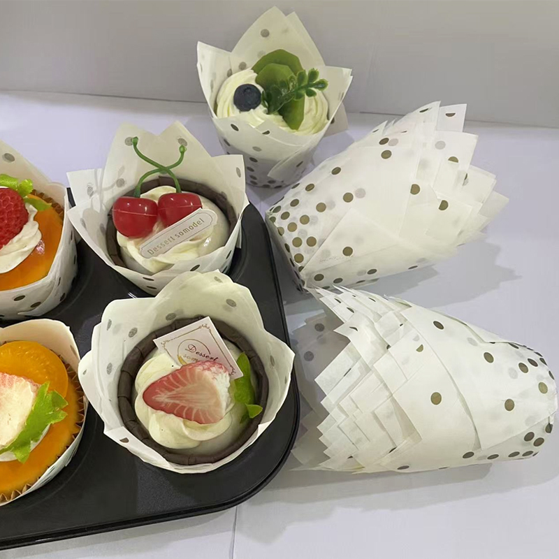 Kitchen Paper For Baking - 50個/100個 ゴールドドットチューリップケーキカップ、高品質ベーキングカップ、マフィンやカップケーキに最適、バレンタインデーの結婚式パーティー用品に最適