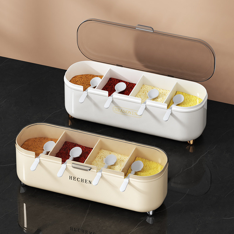 キッチン調味料ボックスセット多グリッド一体型収納塩調味料4グ - Kitchen Utensils のレビューと価格
