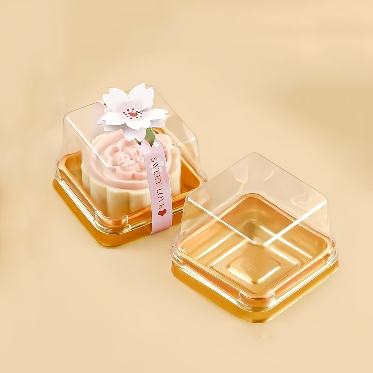 50個の透明プラスチックミニケーキボックスセットベーキングと - Kitchen Set Bakery のレビューと価格