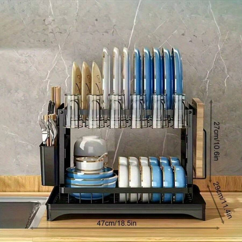 錆びないステンレス製食器乾燥ラック、2段式大型食器乾燥棚（キ - Kitchen Utensils のレビューと価格