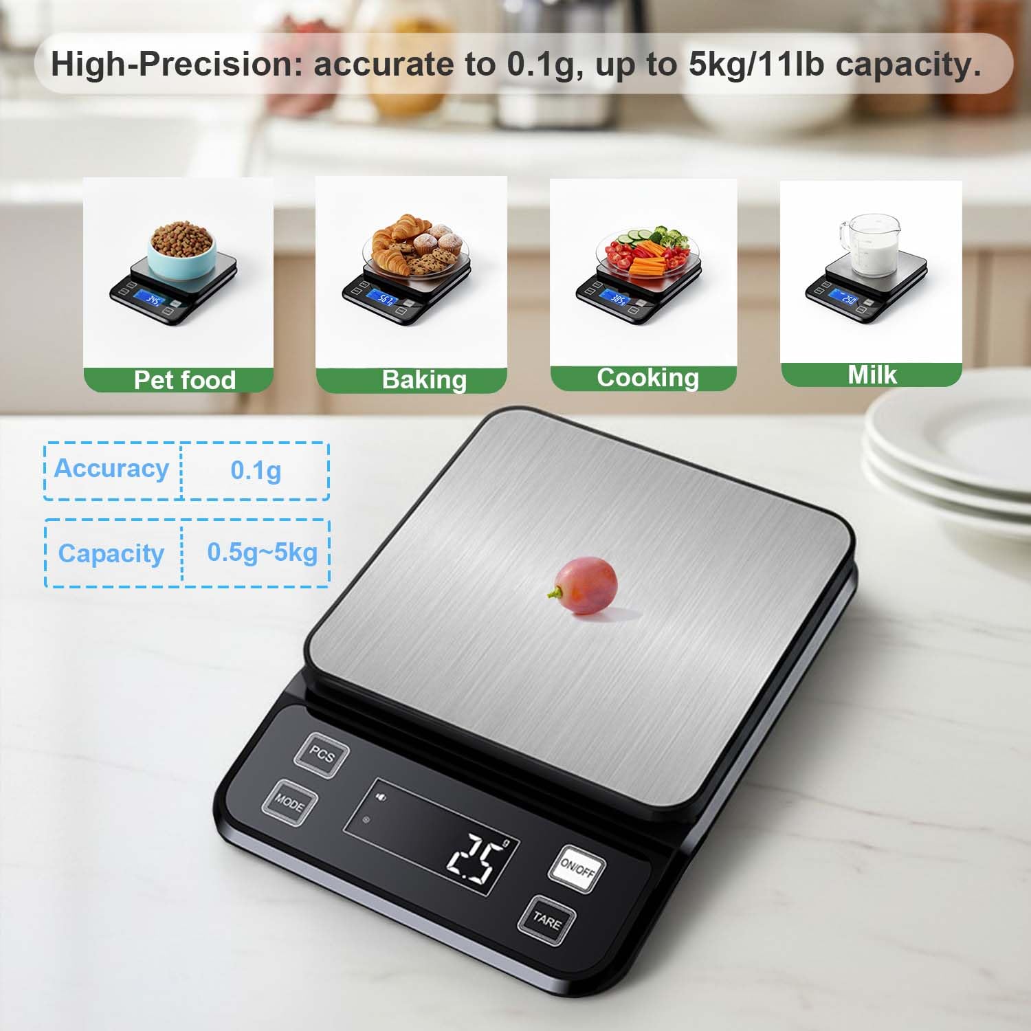 2026年新型防水デジタルキッチンスケール 0.1g/0.0 - Kitchen Scale Precise のレビューと価格