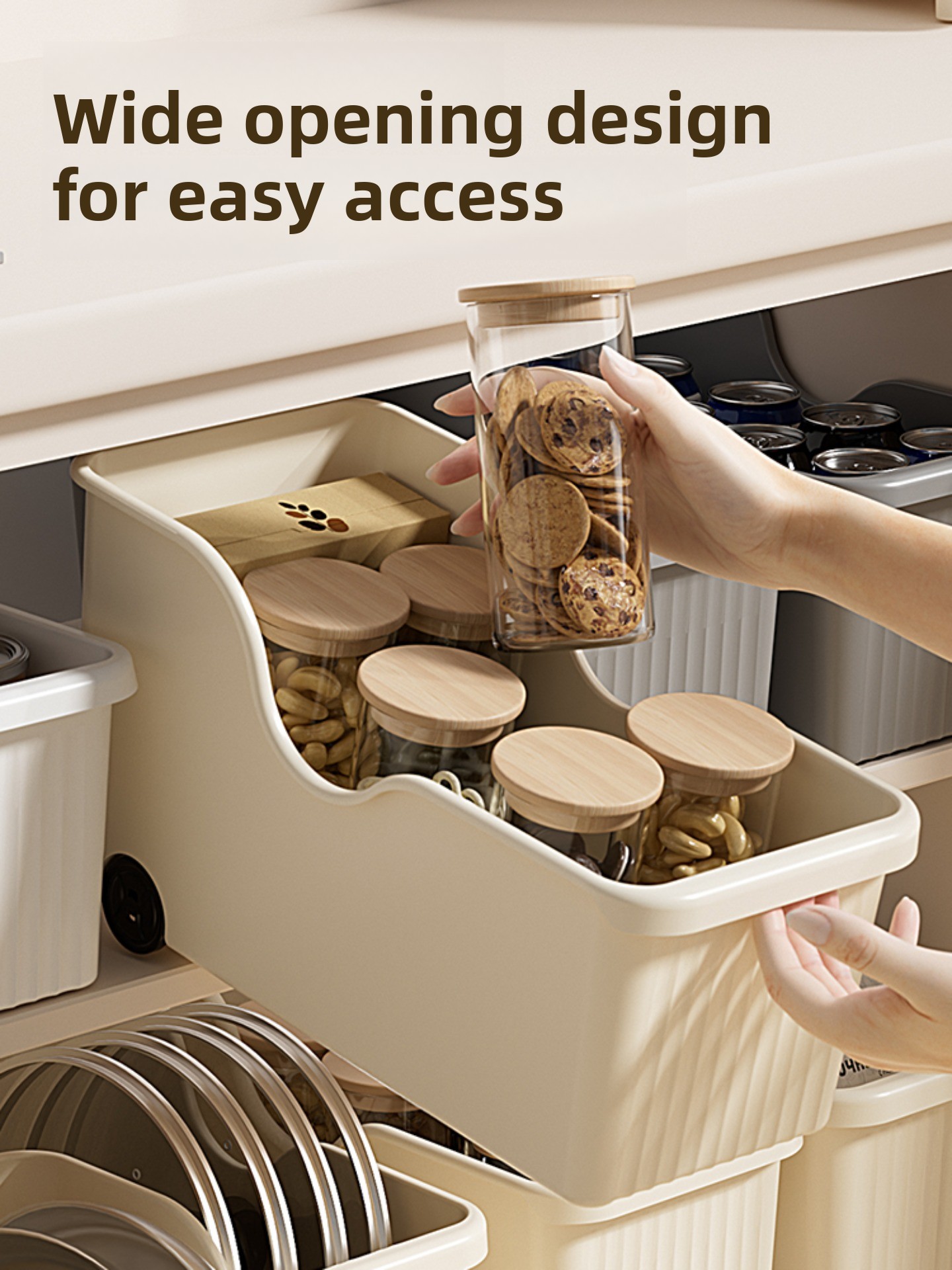 キャビネットシンク用キャスター付きキッチン収納ボックスオーガ - Kitchen Cabinet Baking Organizer のレビューと価格