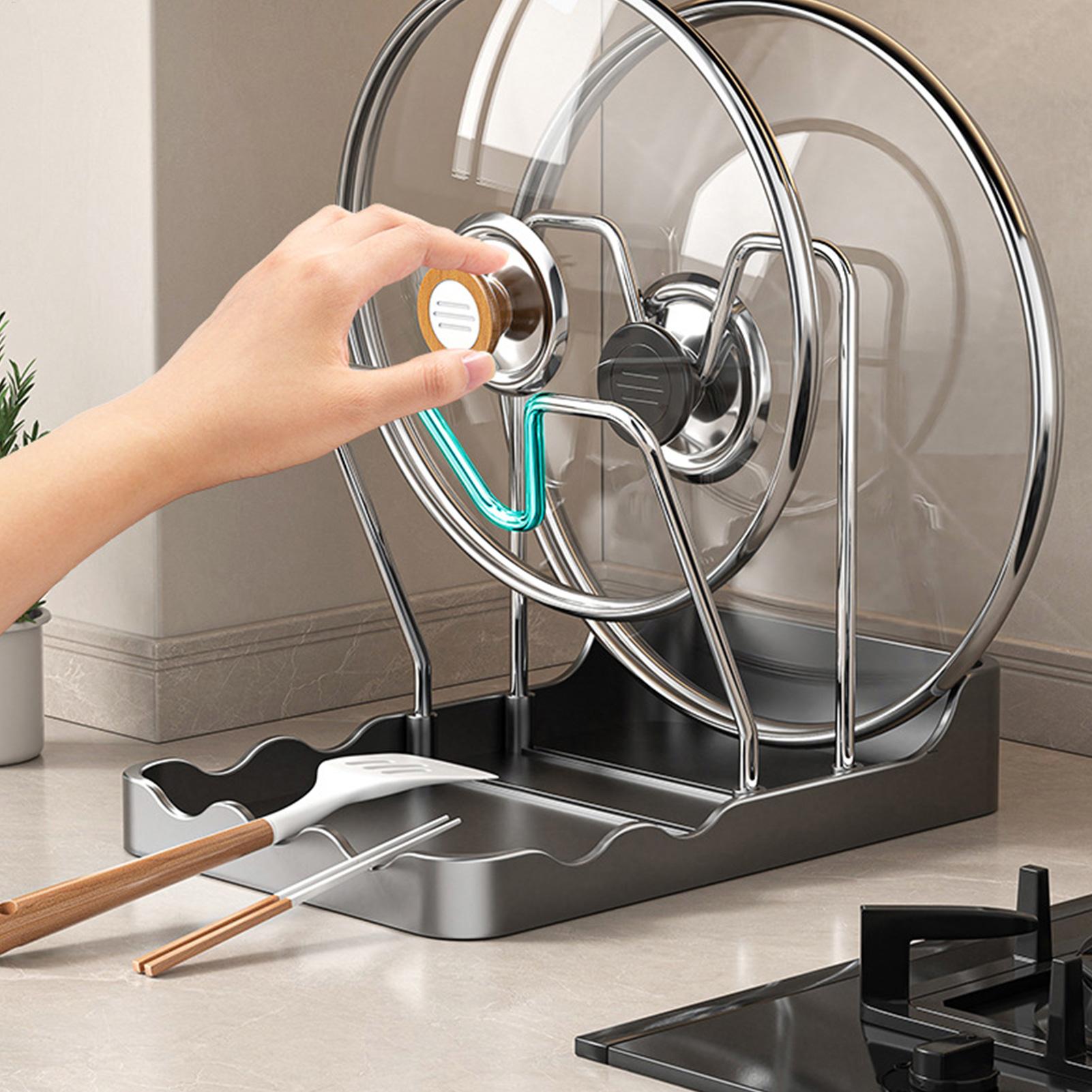 鍋蓋オーガナイザー 垂れ下がり式スプーン収納棚 ドリップトレ - Kitchen Baking Pantry のレビューと価格
