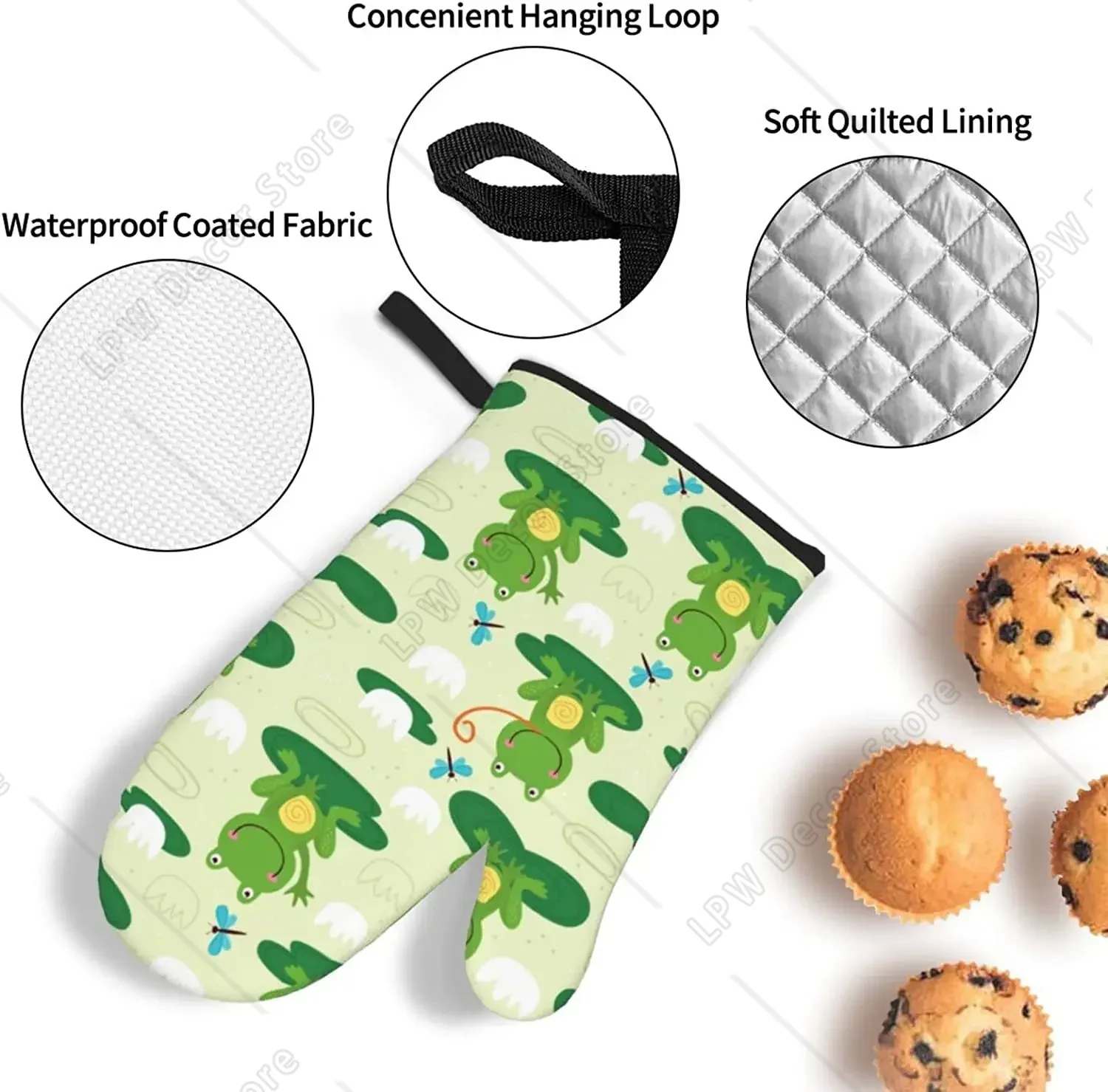 かわいいカエルの面白いオーブンミットと鍋敷き、シェフ用キッチ - Kitchen Baking Counter のレビューと価格