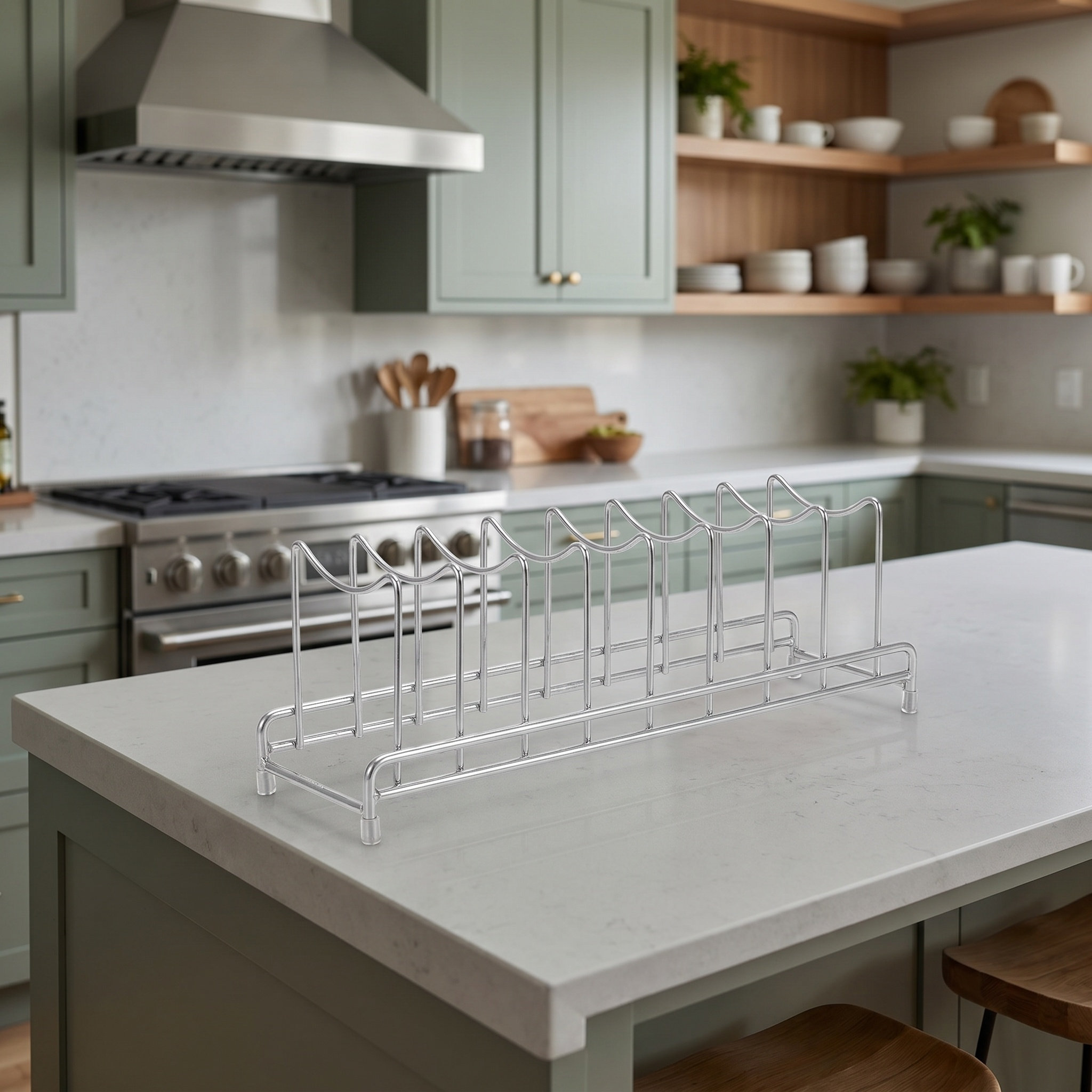 ステンレス製9段鍋蓋オーガナイザーラック キッチン鍋蓋ホルダ - Kitchen Cabinet Baking Organizer のレビューと価格