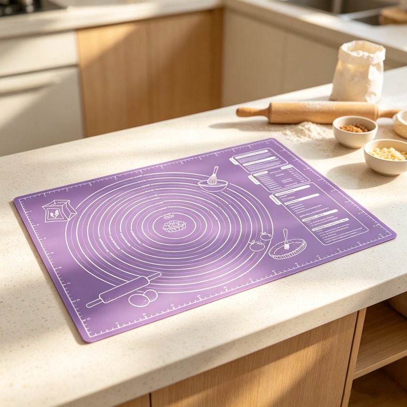 ノンスティックシリコン製ペストリーマット パープル 記号入り - Kitchen Baking Counter のレビューと価格