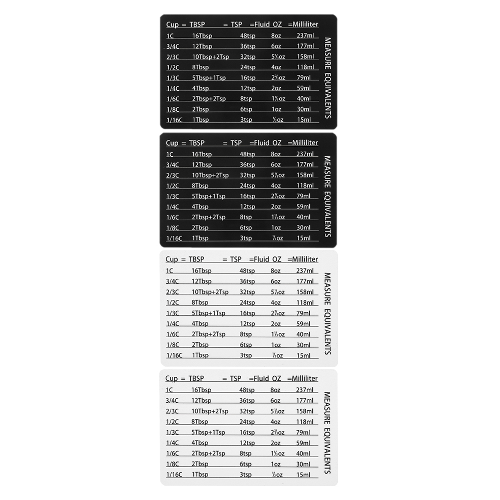 4 個計量カップスプーンアクセサリー黒 2 白 2 キッチン - Kitchen Baking Conversion Chart のレビューと価格