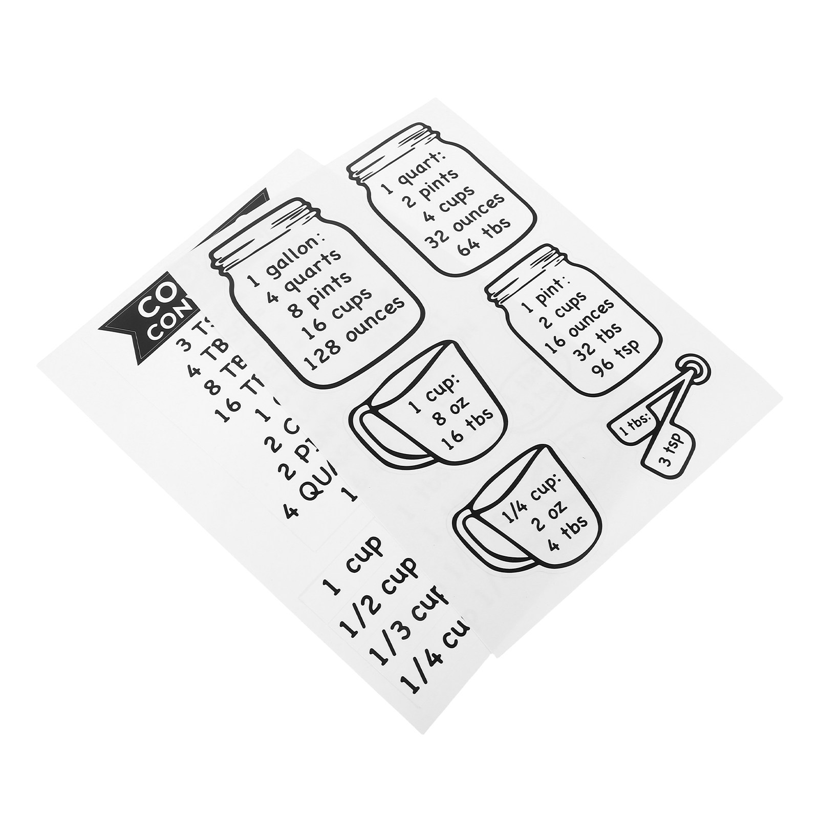 2枚組 キッチン計量換算表ステッカー 正確なオンスからカップ - Kitchen Baking Conversion Chart のレビューと価格
