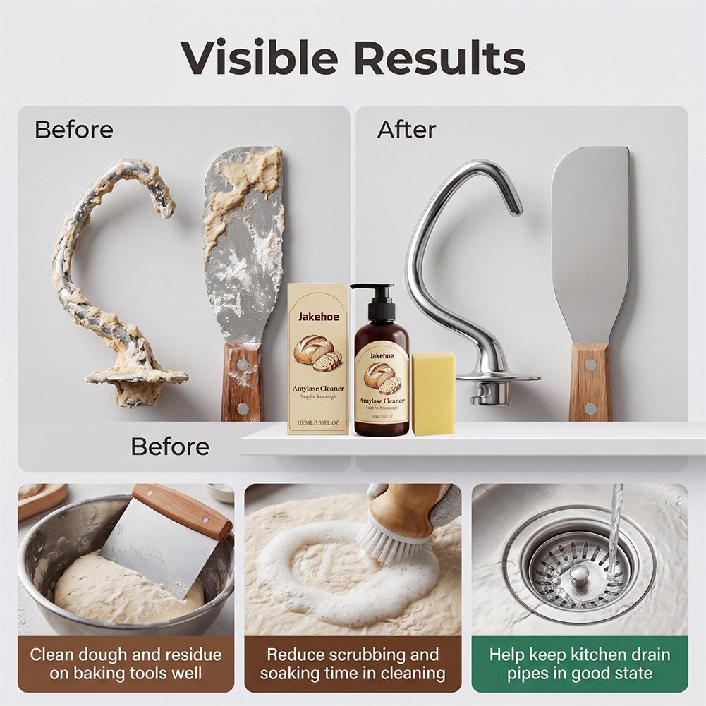 酵母パン用洗浄石鹸、ボウル、鍋、調理器具用、酵素配合、固着汚 - Kitchen Baking Mess のレビューと価格