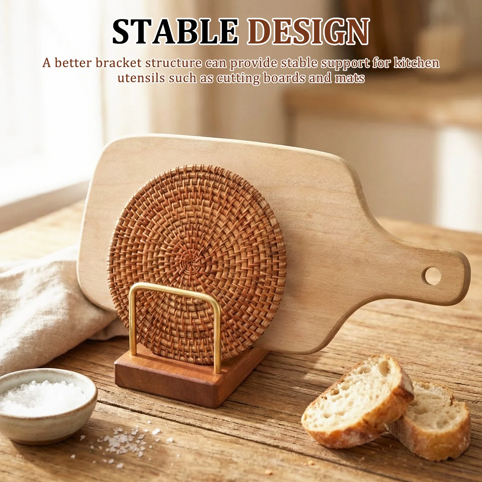 鍋蓋ラックまな板オーガナイザー木製ベースベーキングパンチョッ - Kitchen Cabinet Baking Organizer のレビューと価格