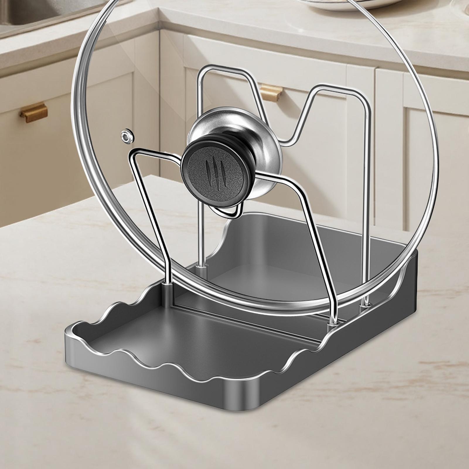 鍋蓋オーガナイザー 縦型スプーン乾燥棚 ドリップトレイ付き  - Kitchen Baking Pantry のレビューと価格