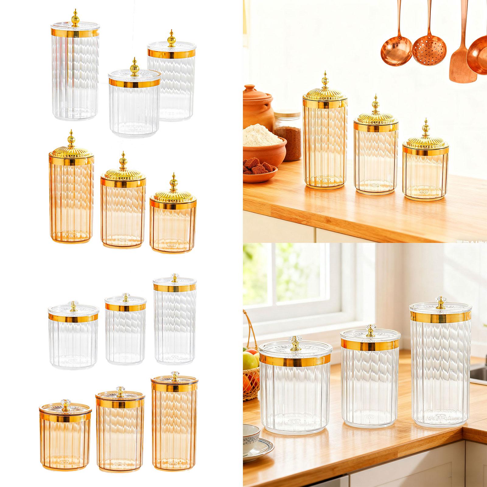 気密性のある透明な保存容器3個セット、蓋付きキャンディー・食 - Kitchen Baking Pantry のレビューと価格