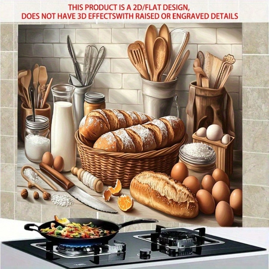 2D自己粘着PVCウォールデカール、ベーキング＆パン柄アート - Kitchen Baking Cabinet のレビューと価格