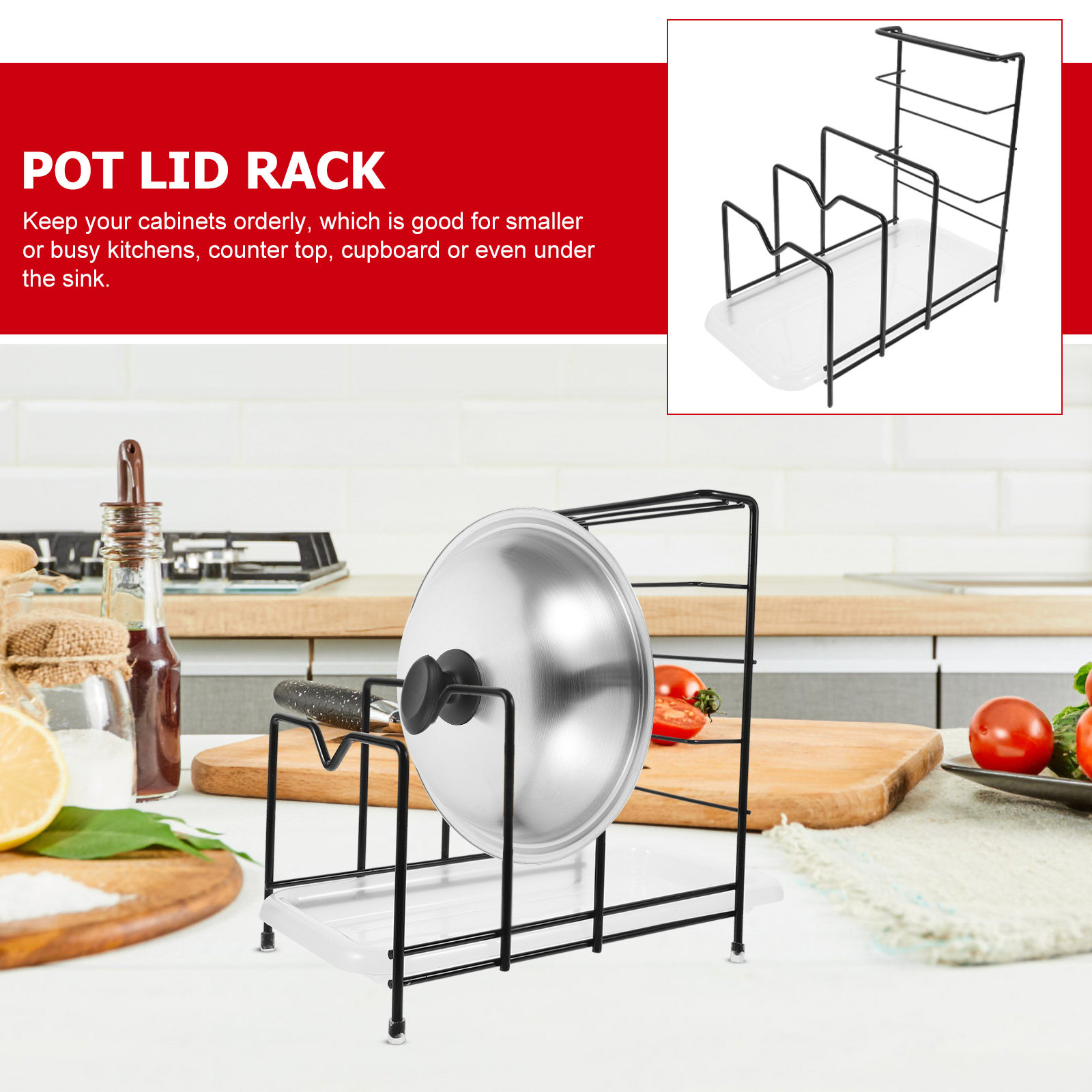 鍋蓋用蓋オーガナイザー、まな板スタンド、まな板ホルダー、ベー - Kitchen Cabinet Baking Organizer のレビューと価格