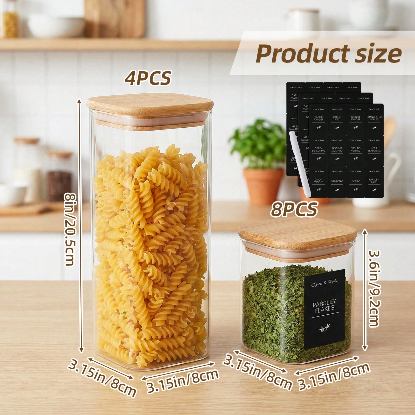 Tomnk 12個入りガラス製食品保存容器（蓋付き）、小麦粉 - Kitchen Baking Pantry のレビューと価格